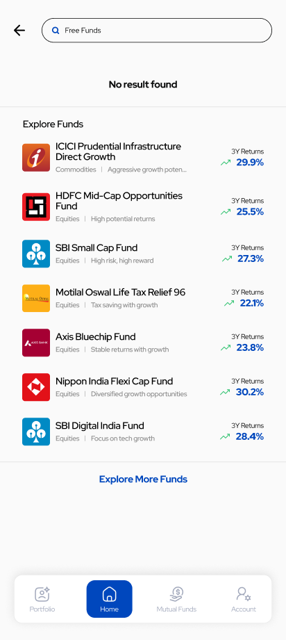 Explore โ 'No result found' state with fallback suggestions