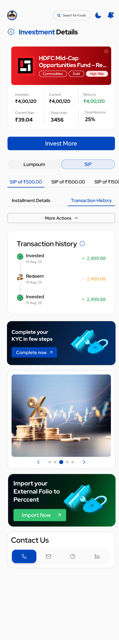 Holding detail — Transaction History filtered to one stream